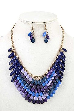 CLUSTER TEARDROP BIB NECKLACE SET