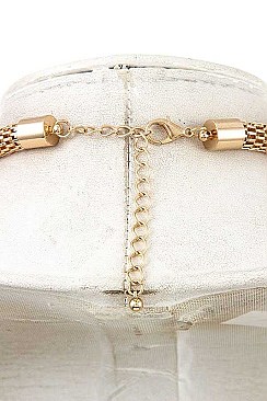 FRINGE CRYSTAL GEM BAR BIB NECKLACE SET