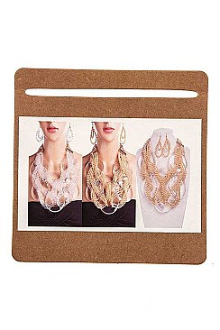 CLUSTERED PEARL BIB STATEMENT NECKLACE SET