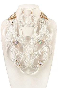 CLUSTERED PEARL BIB STATEMENT NECKLACE SET