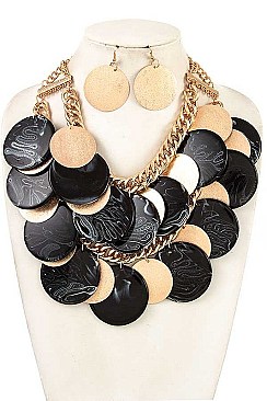 BUNDLED DISK BIB NECKLACE SET