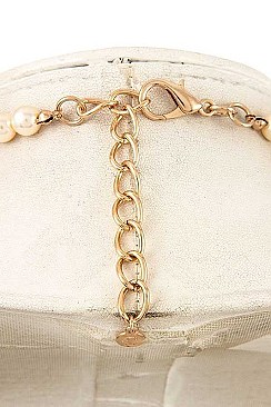 BEAD ACCENTED PEARL NET NECKLACE SET