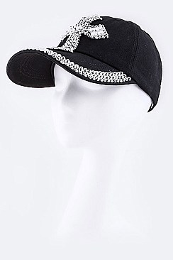 Crystal Cross Embelished Fashion Denim Cap LA-HT277X012