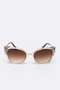 Pack of 12 pieces Crystal Accent Metal Rim Sunglasses LA107-R1001GR