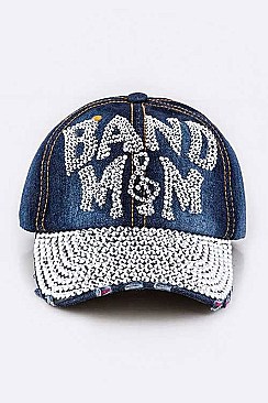 Crystal BAND M&M Embelished Fashion Denim Cap LA-HT277X045
