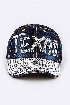 Crystal TEXAS Embelished Fashion Denim Cap LA-HT277X046