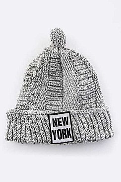 NEW YORK KNOTTED DOUBLE KNIT BEANIE