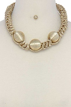 TWISTED METALLIC THREAD WRAPPED STATEMENT NECKLACE JYJSN-2123