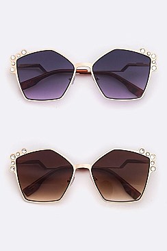 Pack of 12 pieces Crystal Accent Iconic Fashion Sunglasses LA107-30569GR