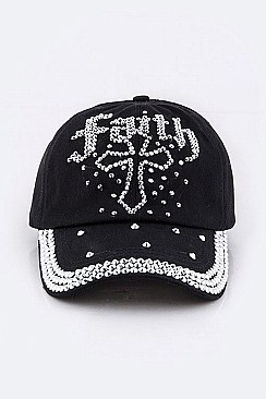 CRYSTAL EMBELLISHED FAITH CAP