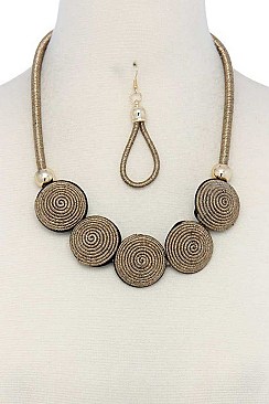STYLISH SPIRALS LINK BIB STATEMENT NECKLACE SET JYJSN2145