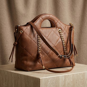 2-IN-1 Quilted Tote / Satchel Bag with Cross-Body Pouch