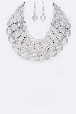 Acrylic Beads Statement Necklace Set