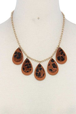 STYLISH ANIMAL PRINT TEARDROP FASHION NECKLACE SET JY-CS1370