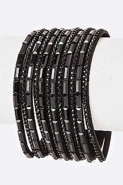 Trendy Crystal Pave Slash Magnetic Bracelet