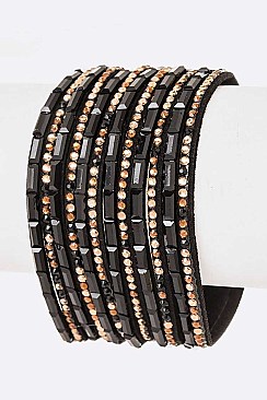 Trendy Crystal Pave Slash Magnetic Bracelet