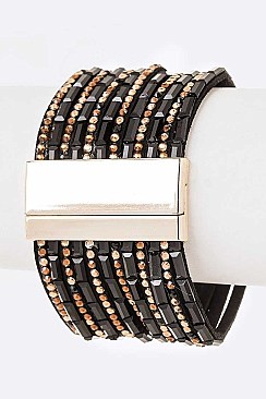 Trendy Crystal Pave Slash Magnetic Bracelet