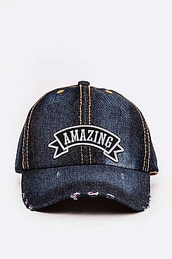 Embroidered AMAZING Washed Denim Cap LA-EMH8645I