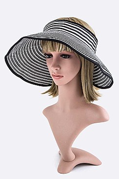 Stripe Weaved Large Straw Sun Visor LALOH022