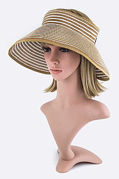 Stripe Weaved Large Straw Sun Visor LALOH022