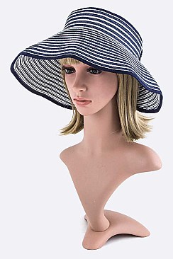 Stripe Weaved Large Straw Sun Visor LALOH022