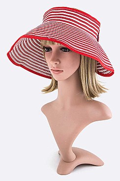 Stripe Weaved Large Straw Sun Visor LALOH022