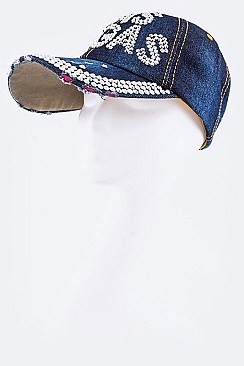 Crystal Las Vegas Embelished Denim Cap LA-HT277X087