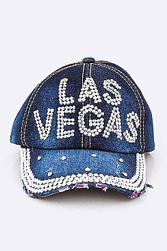 Crystal Las Vegas Embelished Denim Cap LA-HT277X087
