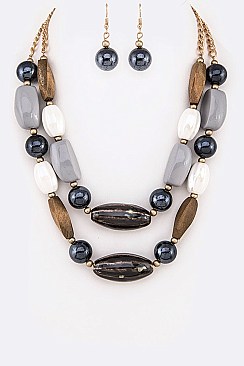 Mix Beads Layered Necklace Set