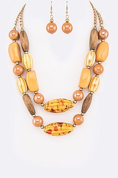 Mix Beads Layered Necklace Set