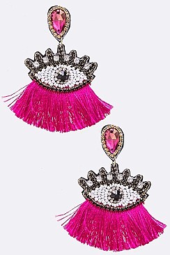 ORIGINAL BEADED EYES TASSEL EARRINGS