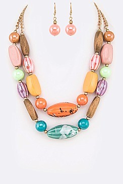 Mix Beads Layered Necklace Set