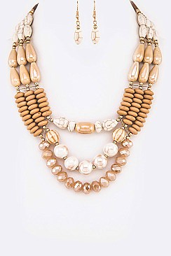 Lush Ceramic Beads Multi-Layered Necklace Set