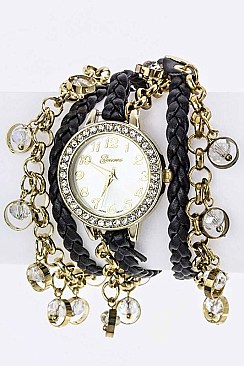 Stylish Fringe Beads Wrapped Braid Strap Watch LA-1980