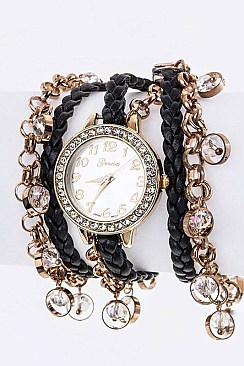 Stylish Fringe Beads Wrapped Braid Strap Watch LA-1980