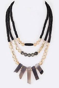 STONE & BEADS MULTI LAYER NECKLACE SET