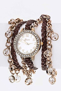 Stylish Fringe Beads Wrapped Braid Strap Watch LA-1980