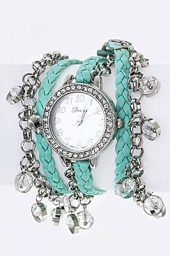 Stylish Fringe Beads Wrapped Braid Strap Watch LA-1980