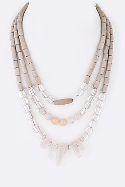 STONE & BEADS MULTI LAYER NECKLACE SET