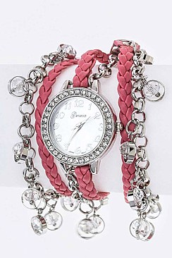 Stylish Fringe Beads Wrapped Braid Strap Watch LA-1980