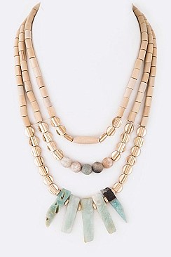 STONE & BEADS MULTI LAYER NECKLACE SET
