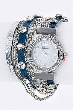 Fashionable Double Wrap Leather Bracelet Watch LA-1709