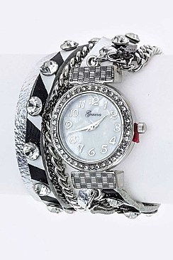 Fashionable Double Wrap Leather Bracelet Watch LA-1709