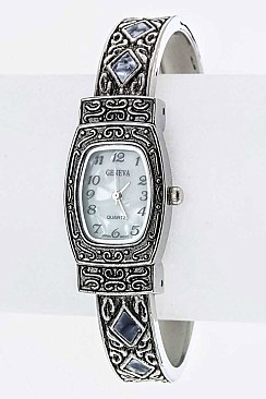 Chic Textured Open Bangle Watch LA-BG1162L10