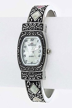 Chic Textured Open Bangle Watch LA-BG1162L10