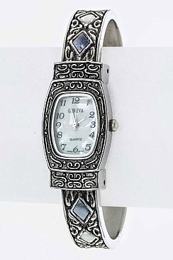 Chic Textured Open Bangle Watch LA-BG1162L10