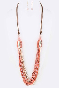 Mix Seed Beads Long Necklace Set