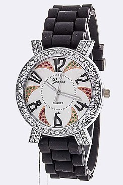 Trendy Funny Number Crystal Dial Silicon Watch LA 05-1651