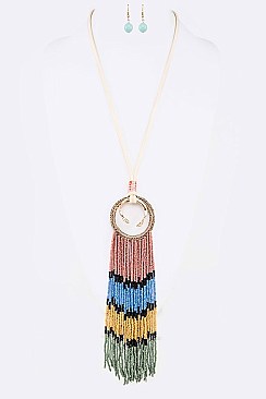 Fringe Seed Beads Necklace Set