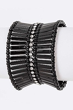 Trendy Crystals & Bars Stretch Bracelet